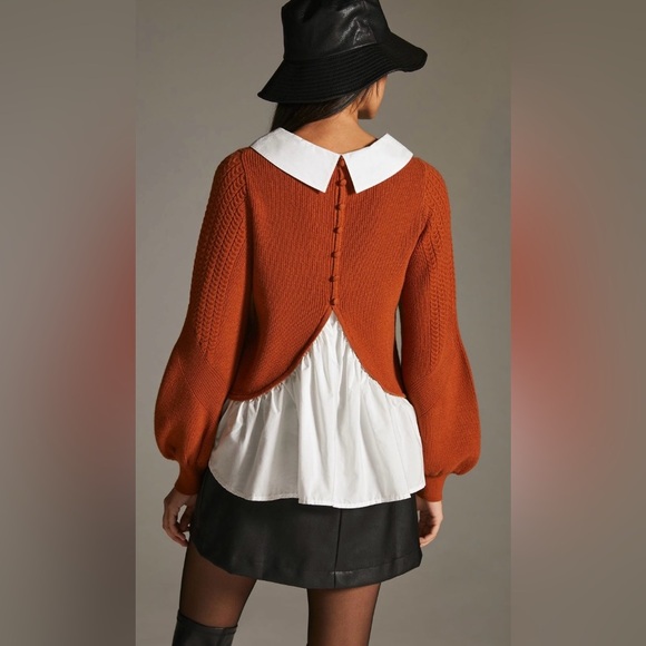 Anthropologie Maeve Textured Twofer Pullover Sweater Size Small NWT - Picture 4 of 15